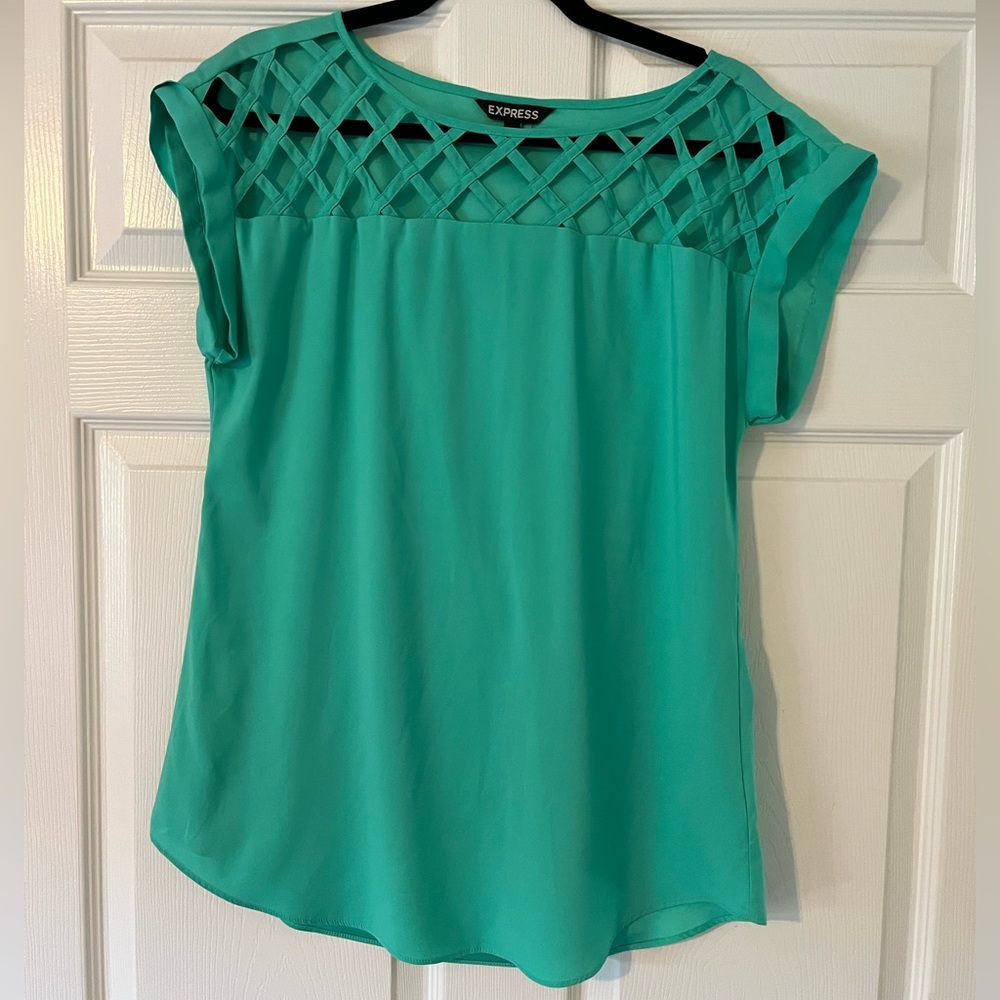 Express Women's Aqua Lattice Top